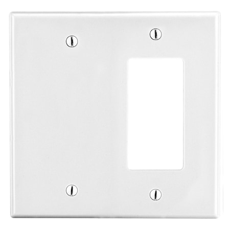 Hubbell Wiring Device-Kellems Wallplate, Mid-Size 2-Gang, 1) Decorator 1) Box Mount Blank, White PJ1326W